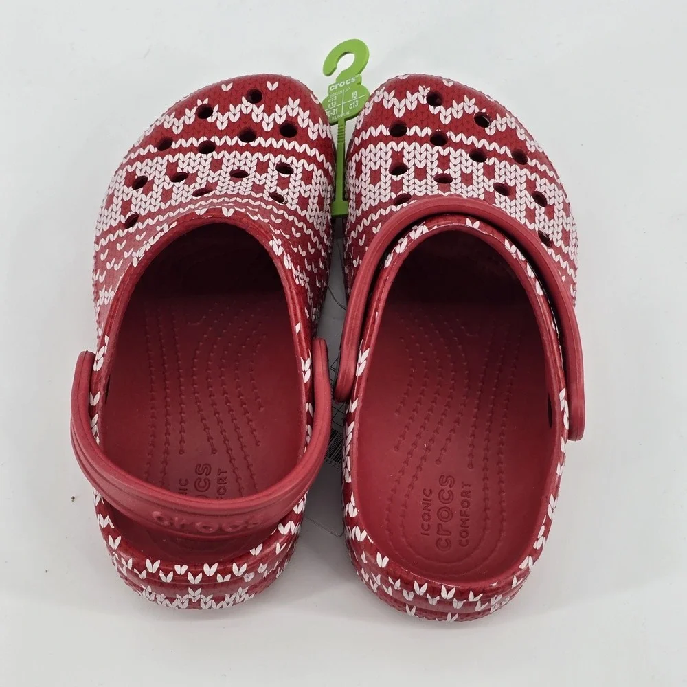 Crocs Classic‎ Clog - Seasonal Graphic 209221-90H Size C12 Holiday Sweater